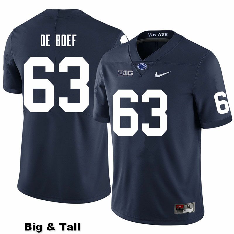 NCAA Nike Men's Penn State Nittany Lions Collin De Boef #63 College Football Authentic Big & Tall Navy Stitched Jersey VFQ2898RF